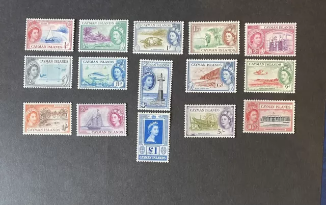 CAYMAN ISLANDS QEII 1953 SG148/61a Set Of 15 MM Cat £110 SG161a £1 is MNH