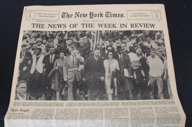 Vintage 1965 NY Times "Freedom March" MLK Civil Rights Protests Black History Vintage 1965 NY Times "Freedom March" MLK Civil Rights Protests Black History
