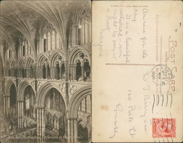 Lincoln Cathedral Triforium im Engelschor 1920 Cancel Friths 12456