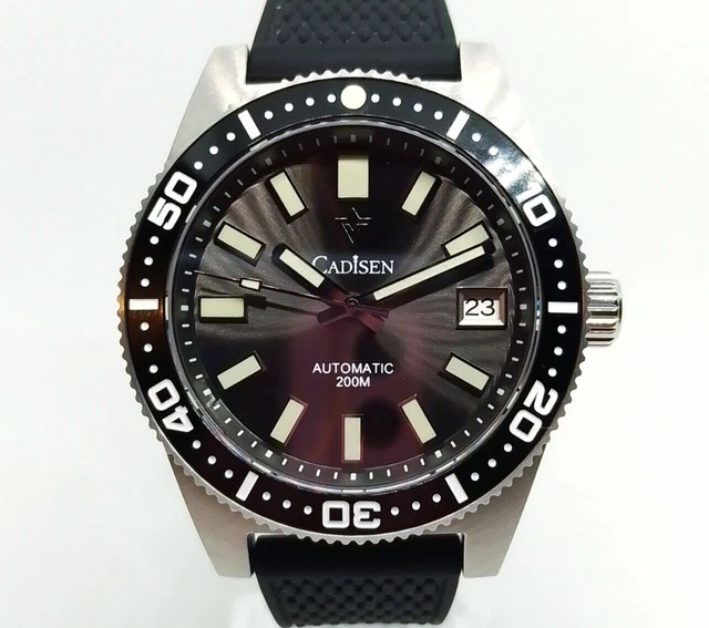 CADISEN 38MM 62MAS Homage Automatic NH35 20BAR Sapphire Crystal Rubber Strap 84.99 PicClick UK