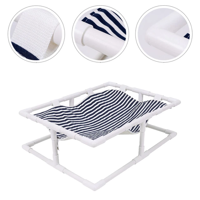 Cama de hamaca Cat cama elevada para mascotas nido colgante desmontable a rayas