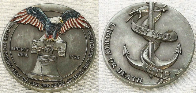 LIBERTY Bell Antique Silver Coin Eagle Snake Americana Medal Old Trump USA Retro
