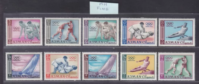 Sephil Uae Ajman 1964 Tokyo Japan Olympic Games Set Of 10 Fine Mnh Stamps