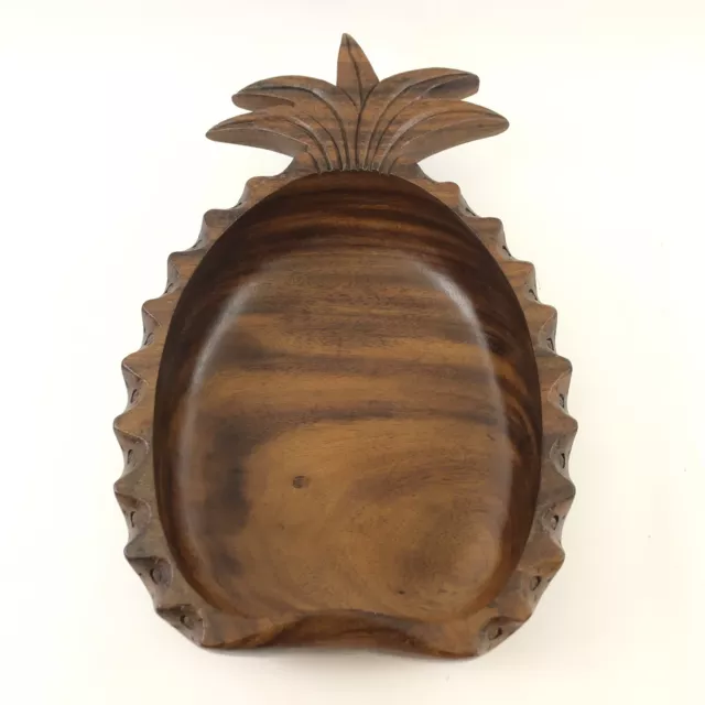 Carved Wooden Pineapple Serving Bowl X Large X Deep with Serving Spoon