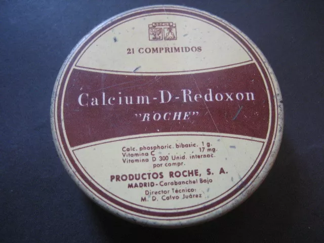 Antigua caja metalica de Farmacia REDOXON CALCIUM