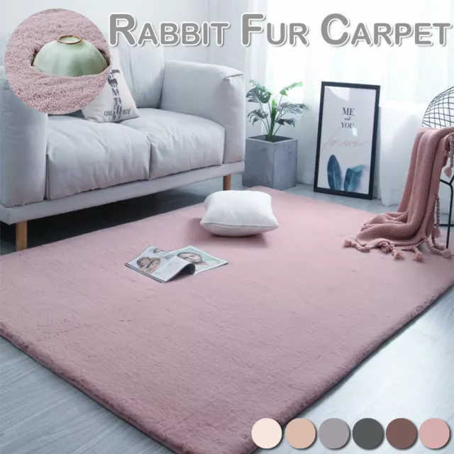 Fluffy Faux Rabbit Fur Area Rug Soft Thick Shaggy Floor Carpet Mat For Home Room