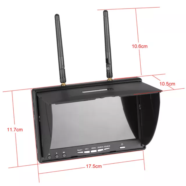 Batteria integrata monitor FPV 5,8 GHz 7" 800x480 con DVR e diversità 40 CH 2