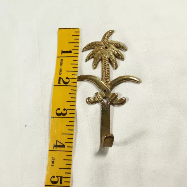 Brass Palm Tree Sword Sabre 3 3/4" Tropical Decorative Hat Keys Hook 2