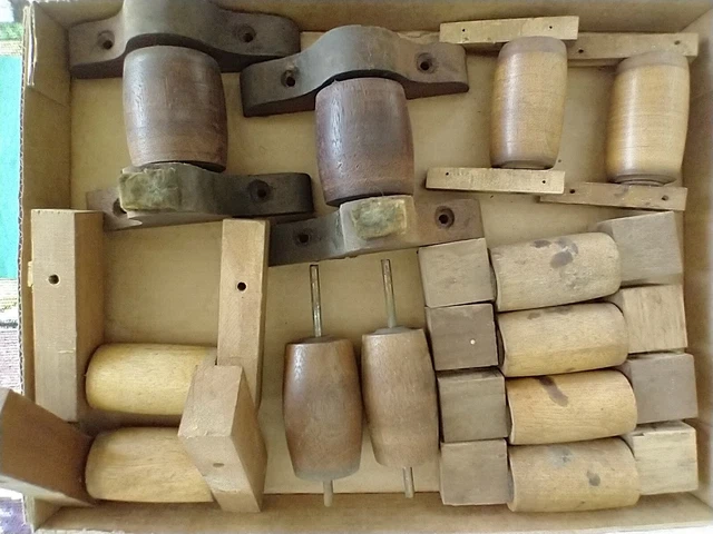 Large Antique Lot Of 12 Strap Rollers Casters With Mounting Blocks Pump Organ