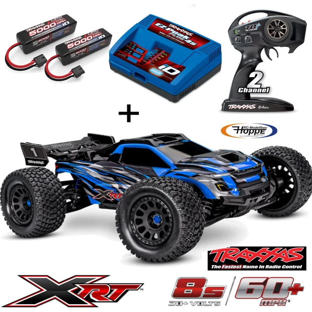 GPM Racing set supporto batteria in alluminio con fascia in velcro blu per X-Maxx 8S e XRT VXL - MK Racing RC Car Shop
