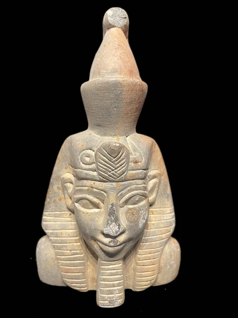 ANCIENT EGYPTIAN HEAVY STONE PHARAOH BUST STATUE - 664 - 332bc (2) £0. ...