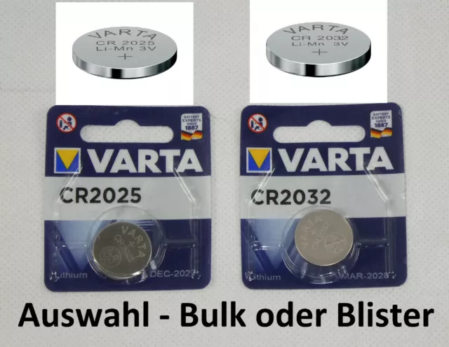 Varta CR2025 CR2032 Knopfzelle Batterie Bulk Blister MHD 12-2027 Knopfzellen