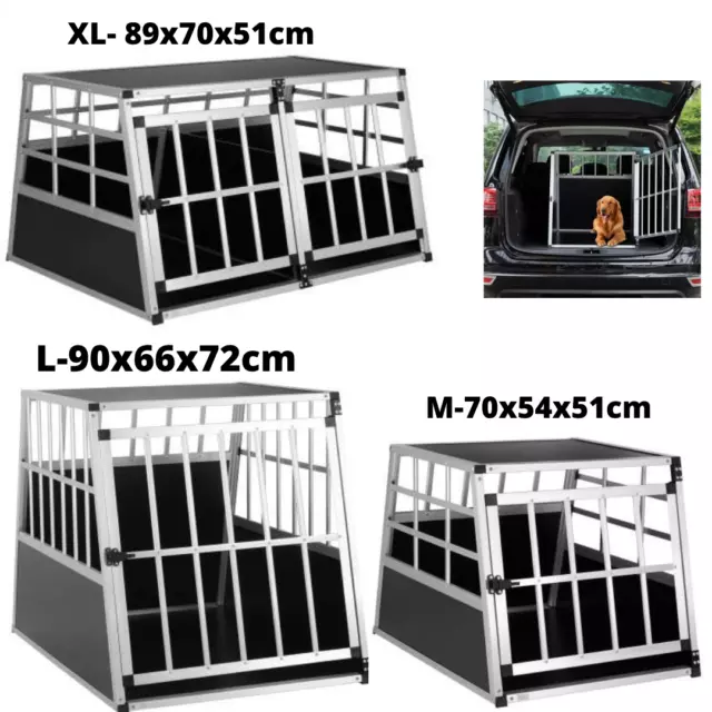 Dog Car Boot Crate Aluminium M,L,XL Size Transport Pet Travel Box Transit Cage