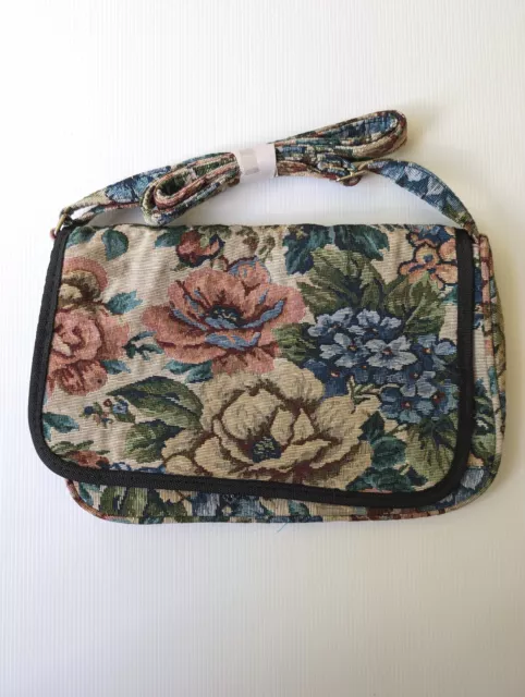 Floral Tapestry Bag Carpet Messenger Satchel Shoulder Bag Adjustable Pockets