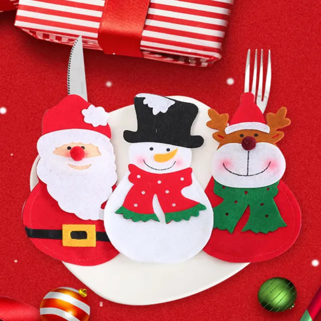 6 Pcs Weihnachtsgeschirrhalter Weihnachtliche Bestecktasche