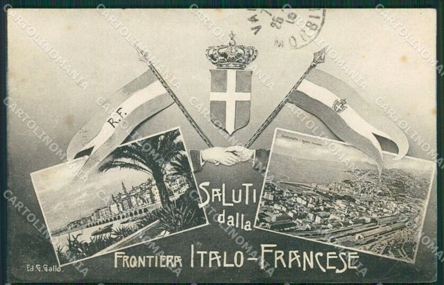 Imperia Ventimiglia Frontiera Saluti da ANGOLINO SCOLLATO cartolina KV5681