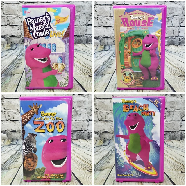 BARNEY VHS TAPE Lot of 4 Barney's House Magical Castle Beach Party Go