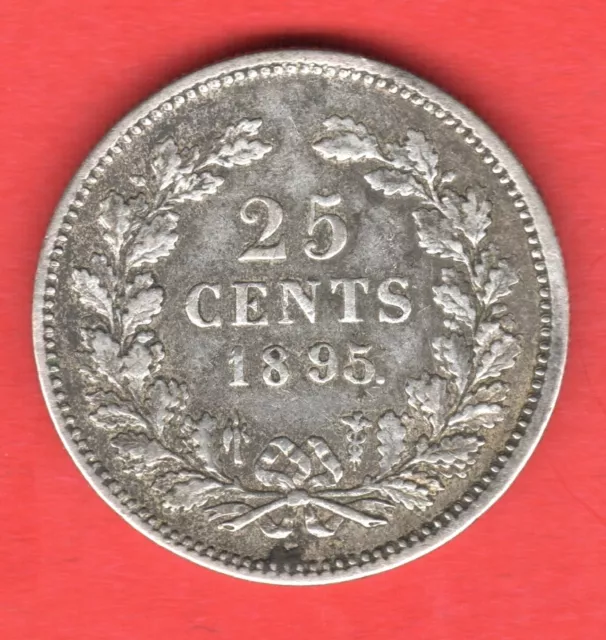 Pays-Bas 25 Cents Argent  1895 !