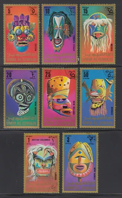 Umm al Qiwain 1972 used Mi.644/51 A Masken Masks Karneval Carnival Costumes