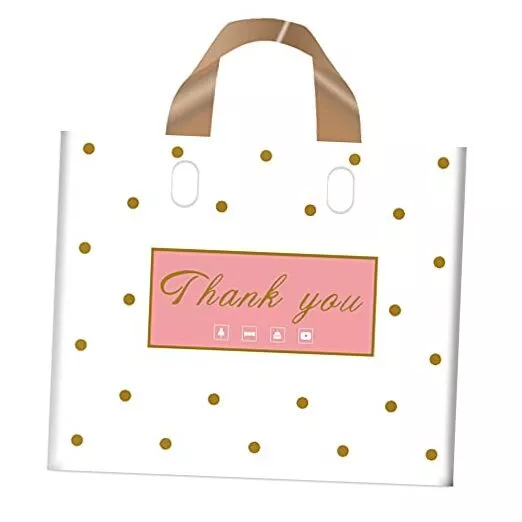 Thank You Bags Shopping Bags, 50 Pack Extra Thick Medium (Pack of 50) Polka Dot