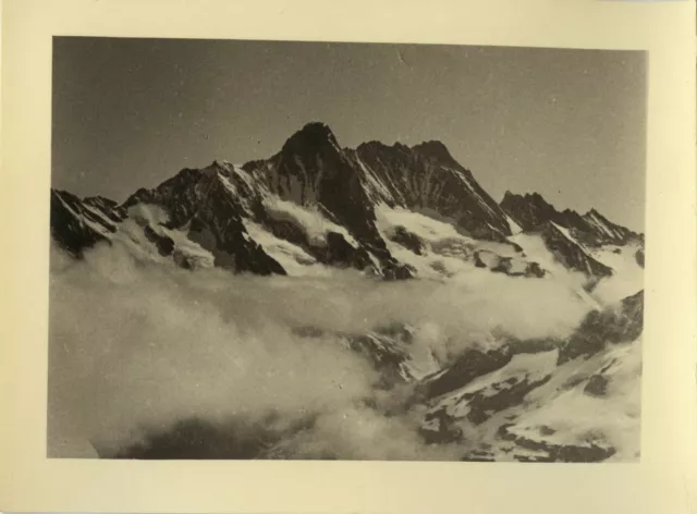 Photo Ancienne - Vintage Snapshot - Montagne Sommet Nuages - Mountain Clouds