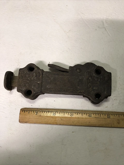 ANTIQUE Aug 8 1865 Spring Loaded DOOR LATCH  Victorian Eastlake Civil War Era