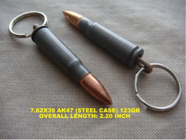 Real Bullet Keychain 7.62X39 Ak47 (Steel Case)