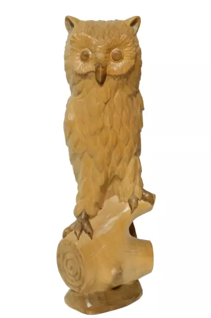 Geschnitzte Eulen Holzfigur Eule Holzeule Wood Holz 32cm Uhu Kauz Waldkauz Uhus