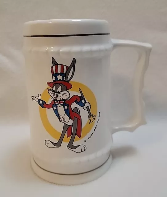 Vintage Warner Bros Bugs Bunny Uncle Sam Mug Stein 1976 USA Collectible