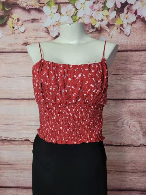 Pacsun LA HEARTS Women Juniors Crop Top Shirt Size M Sleeveless Red Floral