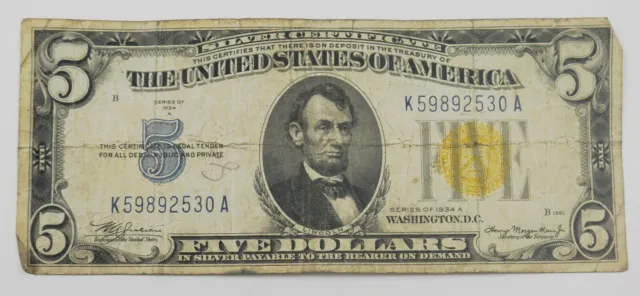 1934 A US $5 Dollar North Africa Silver Certificate ~ Free Shipping