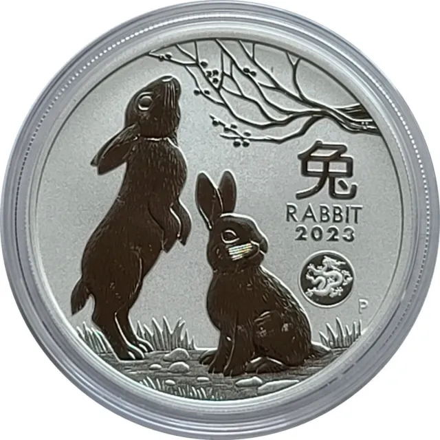 2023 Lunar Year of The Rabbit w/Dragon Privy 1 oz Silver in Perth Mint Capsule