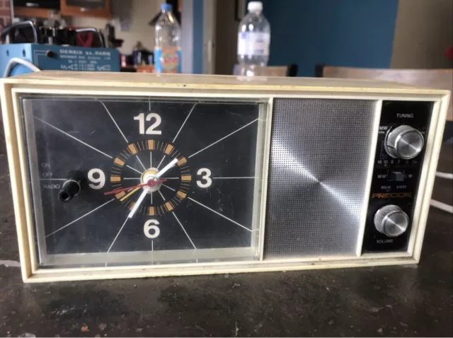 Magnifique Horloge radio reveil PRECOR ancien Vintage collection Rare Nostalgie