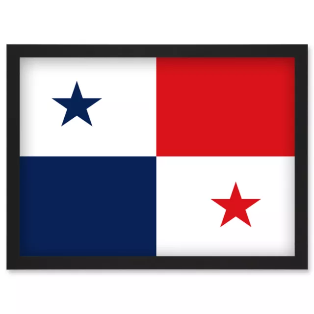 Panama Nationalflagge Weltflaggen Land Poster gerahmt Wandkunst Bilddruck A4