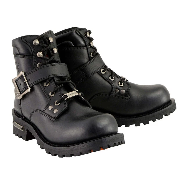 MILWAUKEE LEATHER MBM9010W Mens Black 'WIDEWidth' LaceUp 6inch