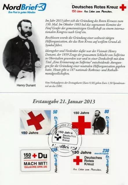 Deutsche Privatpost- Nordbrief Kiel- 150 Jahre Deutsches Rotes Kreuz 2013, Karte