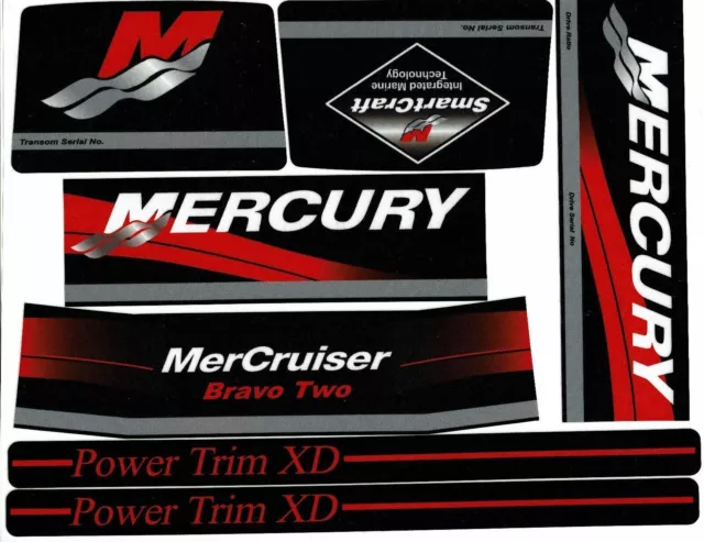 Decals Sticker Kit for MerCruiser Bravo Two Drives Engine Red Rams 37- 13722A90