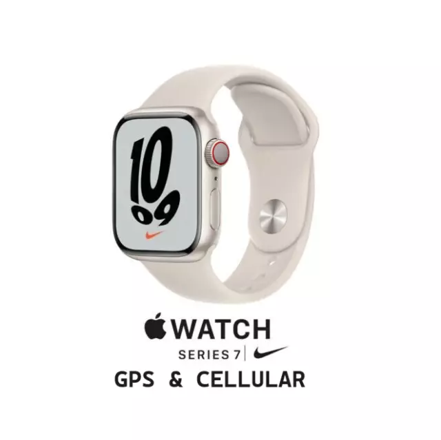 APPLE Watch Series 7 NIKE GPS & Cellular 41mm-Starlight Body with Starlight Band