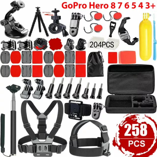 258pcs Accessories Pack Case Chest Head Floating Monopod GoPro Hero 7 6 5 4 3 AU