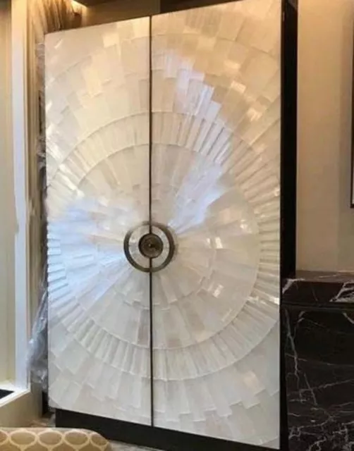 Rectangle Marble Cuborad Door Selenite Resin Art Wardrobe for Dressing Room