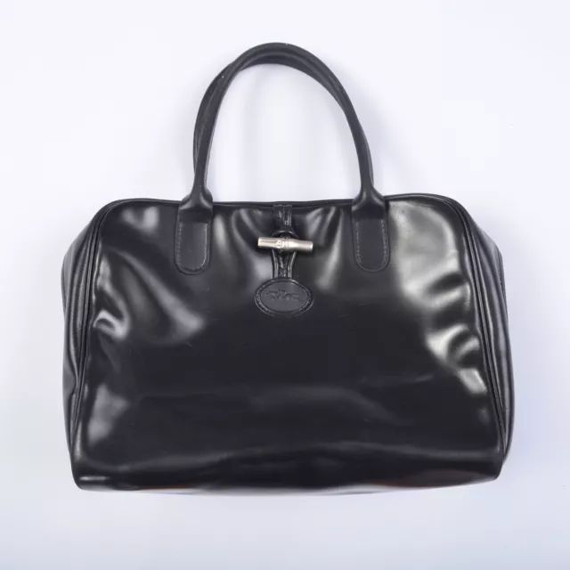 Longchamp Black Leather Womens Handbag