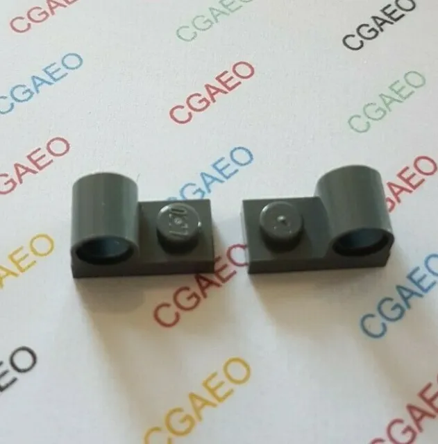 2 X Lego 11458 Plate, Modified 1 x 2 with Pin Hole on Top Dark Bluish Gray