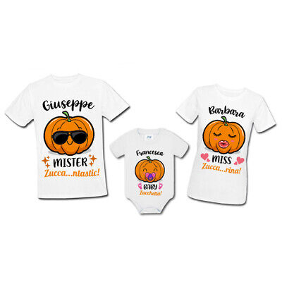 2 t-shirt + 1 body famiglia uomo donna e bimba Halloween Zucca! PERSONALIZZATE!
