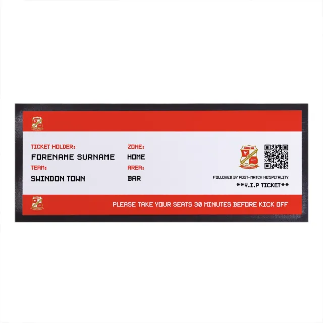 Swindon Town FC Officially Licensed - Ticket - Personalised Bar Runner