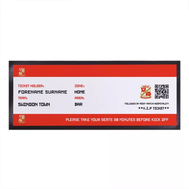 Swindon Town FC Officially Licensed - Ticket - Personalised Bar Runner