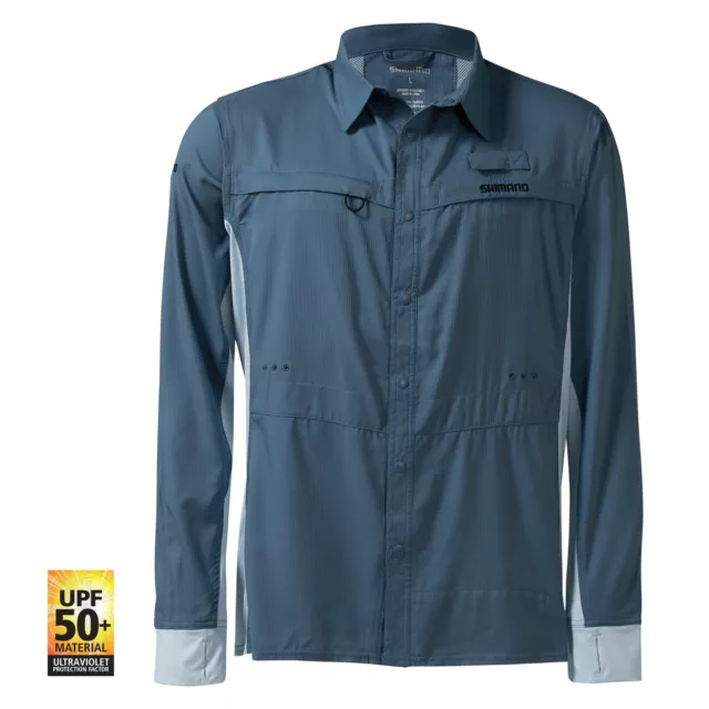 Shimano 2022 Pro Stretch Navy Vented Fishing Shirt - Choose Size (SHNAVY) BRAND