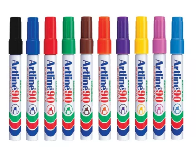 10 X Artline 90 Permanent Marker 10 Colour Packs