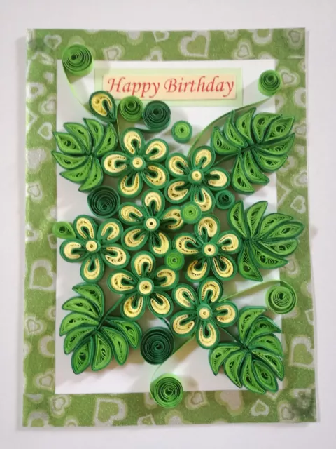 Paper Quilling Greeting Birthday Handmade Card Happy Gift Colorful unique  100%