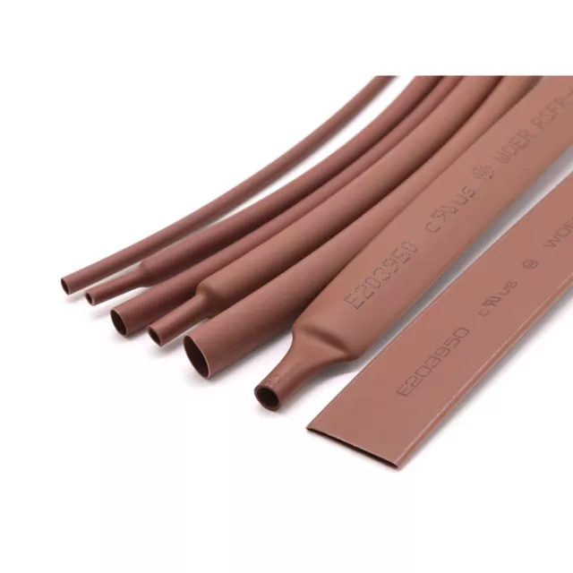 Brown Heat Shrink Tubing 1mm - 50mm Cable Heatshrink Sleeving Car 2:1 Ratio
