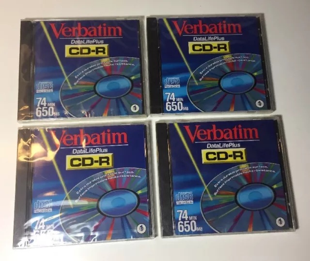 Verbatim DataLifePlus CD-R 74min 650mb Compact Disc Recordable Set Of 4
